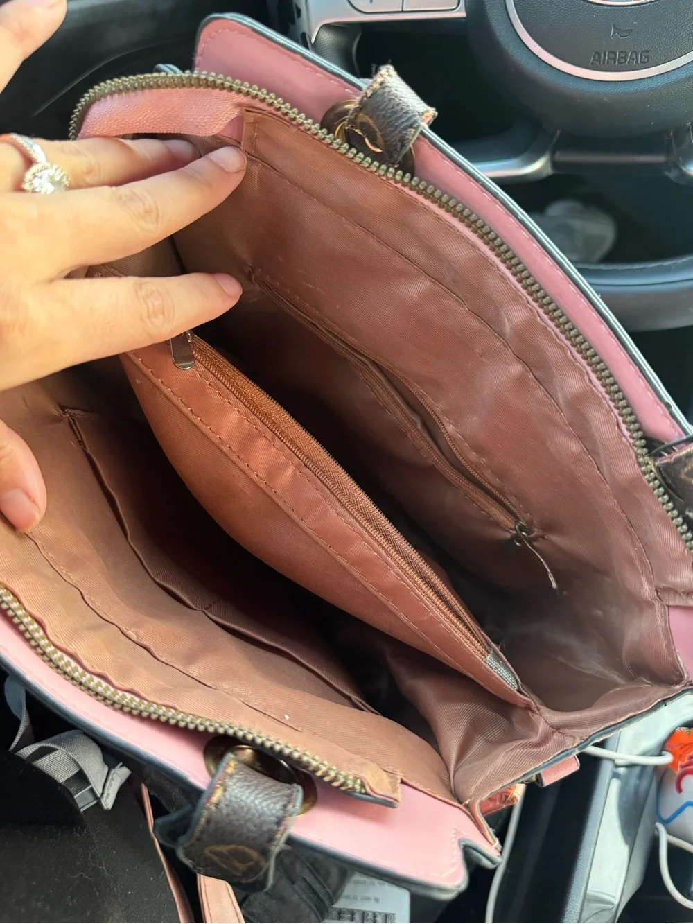 Pink Monogram Embossed Leather Tote